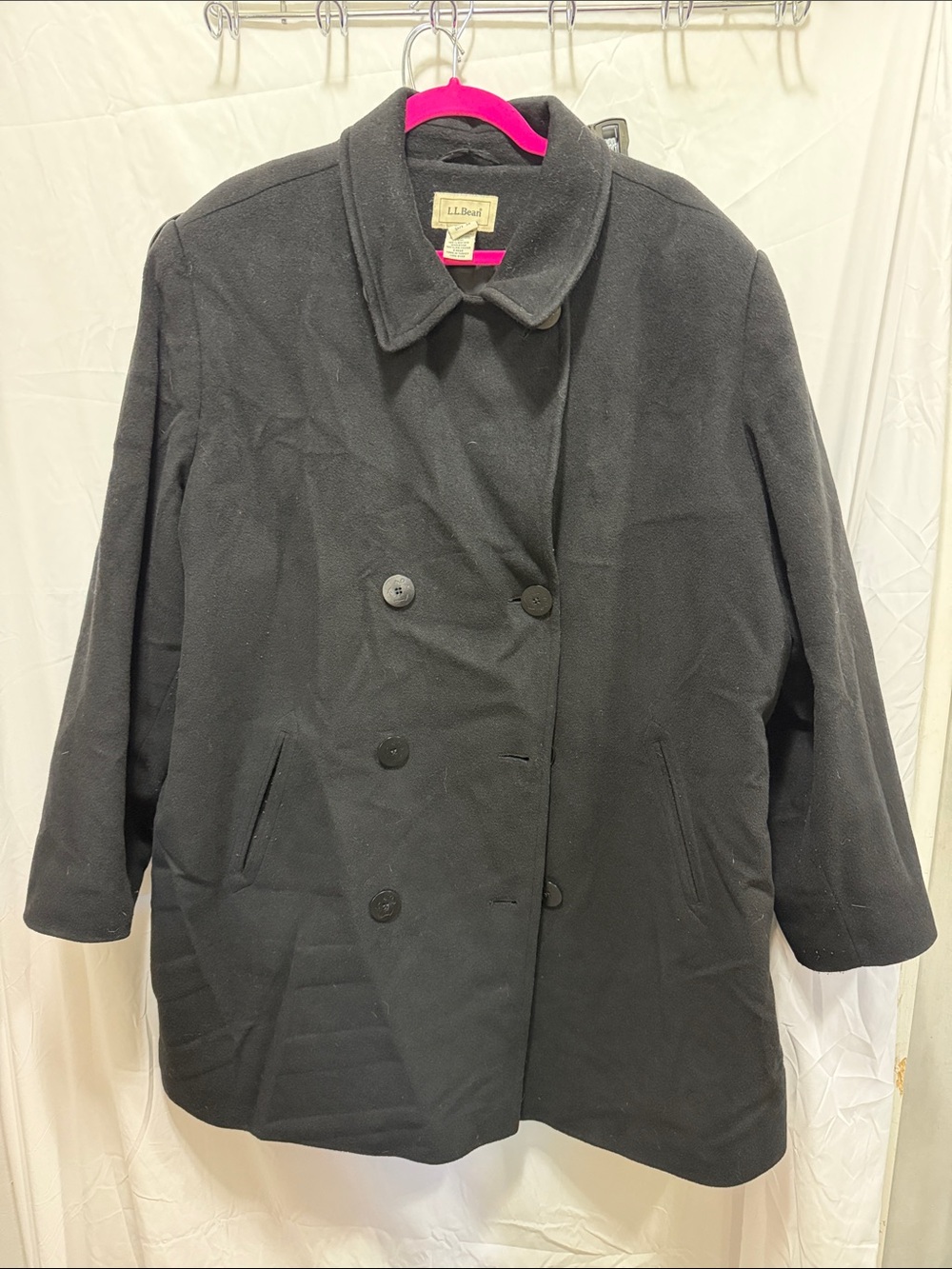 L.L. Bean Women's Black Double-Breasted Pea Coat - Classic Black